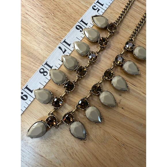 J. Crew Gold-Tone Statement Necklace With Teardrop & Round Crystal Accents - Picture 8 of 10